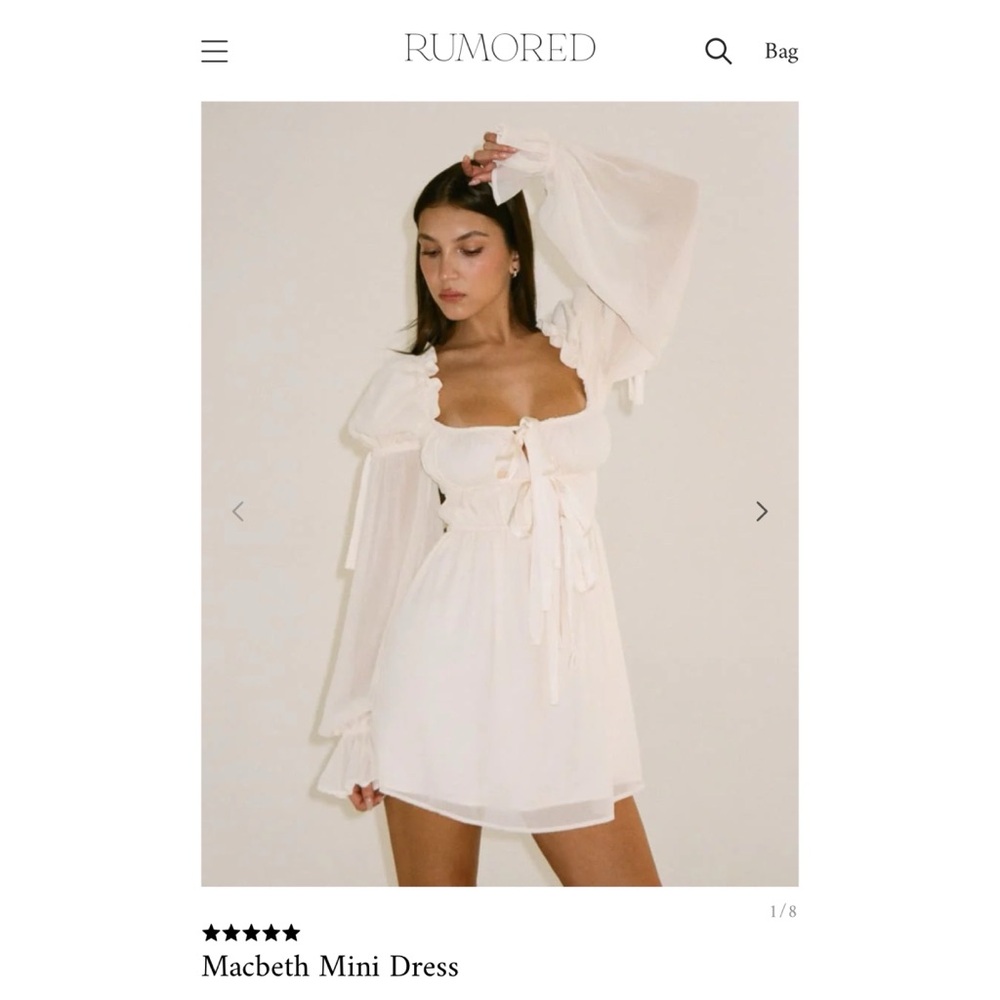 Rumored Cream Mini Macbeth Dress with Ruffle Details - Picture 3 of 4